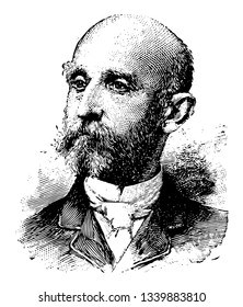 Alfred Thayer Mahan 1840 to 1914 he was a United States naval officer and historian vintage line drawing or engraving illustration