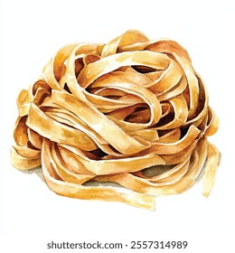 Alfredo Pasta watercolor clipart illustration 