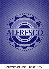 Alfresco badge with denim texture