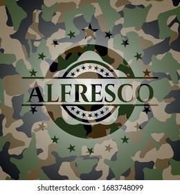Alfresco on camouflage texture. Vector Illustration. Detailed.
