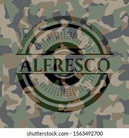Alfresco on camouflaged pattern. Vector Illustration. Detailed.
