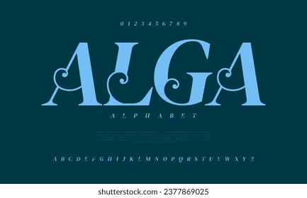 Alga creative modern urban alphabet font. Digital abstract moslem, futuristic, fashion, sport, minimal technology typography. Simple numeric vector illustration