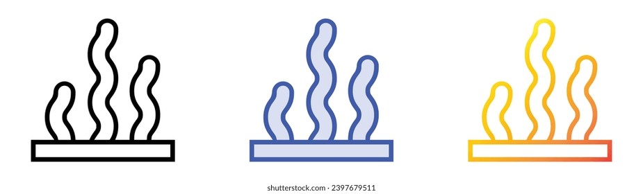 Algensymbol. Lineare, blaue Füllung und Farbstil-Design einzeln auf weißem Hintergrund