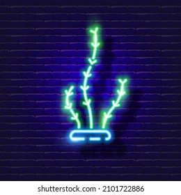 Algae for aquarium neon icon. Vector illustration for design, website, pet shop, veterinary clinic.