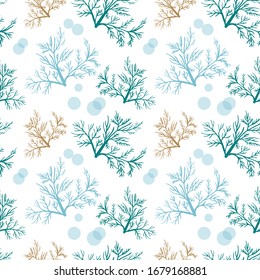 algae and bubble  seamless pattern . Abstract illustration for textile design. Ornament background. Flat design style.