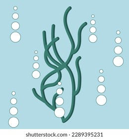 Algae in cartoon style. Seamless pattern. Vector illustration.