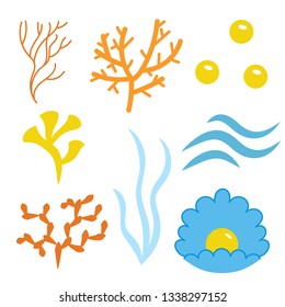 algae and corals set of silhouettes
