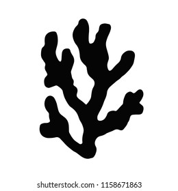 algae isolated silhouette black. marine plant