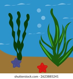 Algas no mar borbulham estrelas,
