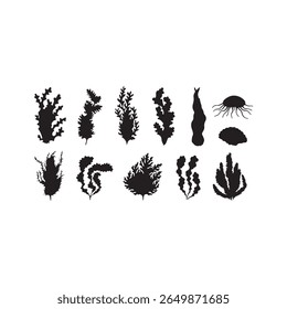 Algae silhouette vector flat illustration design