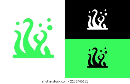 algae vector icon with color and black and white eps 8