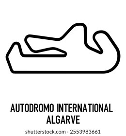 Algarve Circuit Vector. Circuit Race Track Illustration with Editable Stroke. Stock Vector.