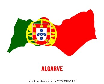 Algarve map with flag color. Map of Algarve with Portugal flag. flag of Portugal vector illustration