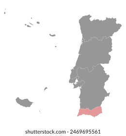 Algarve Region map, administrative division of Portugal. Vector illustration.