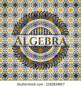 Algebra Arabic Style Badge. Arabesque Decoration. 