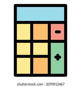 Algebra calculator icon. Outline algebra calculator vector icon color flat isolated