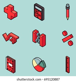 Algebra color outline isometric icons