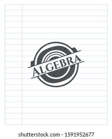 Algebra emblem draw with pencil effect. Vector Illustration. Detailed.