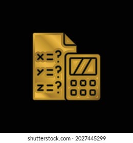 Algebra gold plated metalic icon or logo vector