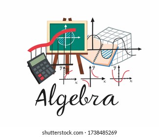 Algebra Icon. A set of subjects for designating school discipline