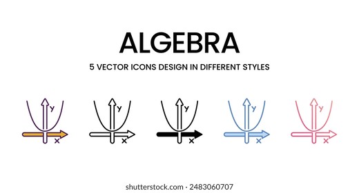 Algebra Icons different style vector stock illustration