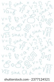 Ejemplo matemático álgebra que esboza el fondo del doodle. Estudiando en la escuela. Tamaño de línea de trazo modificable del vector.