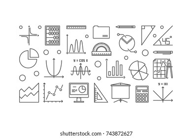 Algebra and mathematics vector minimal line concept illustration on white background
