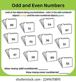 Algebra: Odd or Even Worksheet. Math for grades one and two.