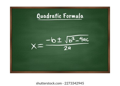 fórmula cuadrática de álgebra sobre el vector de pizarra verde