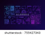 Algebra vector colorful illustration in outline style on dark background