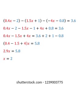 Algebraic equation with one variable decimals fractions
