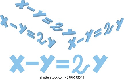 algebraic equations with two unknowns in isometry on a white background