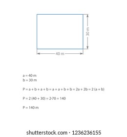 algebraic expression computing the perimeter of a rectangle blue gray rectangle solving an elementary algebraic problem