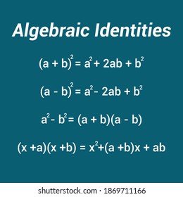 algebraic identities chart, math formula