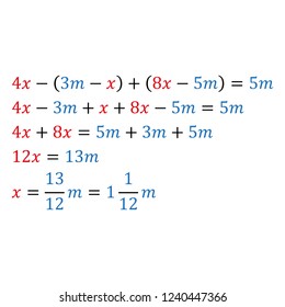 Algebraic parametric equation with one variable. Positive and negative numbers are simple fractions and mixed fractions