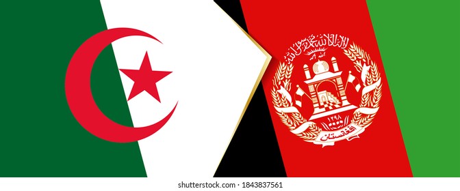Algerien und Afghanistan sind Flaggen, zwei Vektorflaggen Symbol für Beziehung oder Konfrontation.