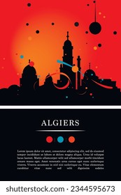 Algeria Algiers city poster with abstract shapes of skyline, cityscape, landmarks and attractions. Arab travel vector illustration for brochure, website, page, business presentation