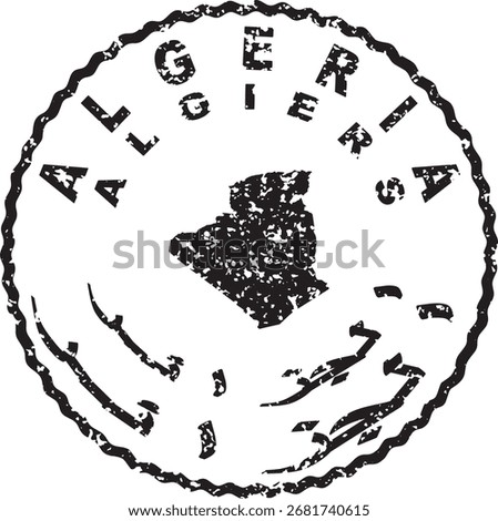Algeria Algiers Round Seal Map Design