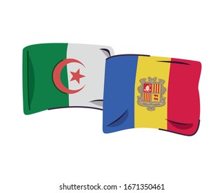 algeria and andorra flags countries isolated icon vector illustration design