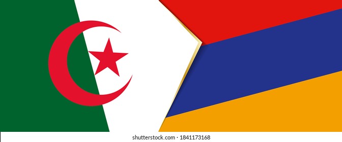 Algeria and Armenia flags, two vector flags symbol of relationship or confrontation.