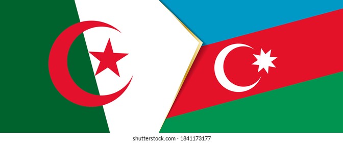 Algeria and Azerbaijan flags, two vector flags symbol of relationship or confrontation.