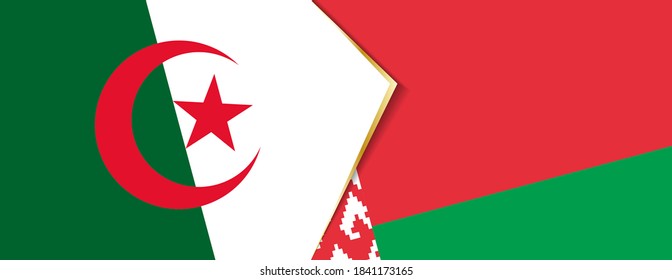 Algeria and Belarus flags, two vector flags symbol of relationship or confrontation.