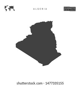Algeria Blank Vector Map Isolated on White Background. High-Detailed Black Silhouette Map of Algeria.