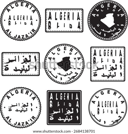 Algeria Blida Round Seal Map Design