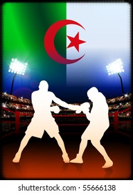 Algeria Boxing Event with Stadium Background and Flag Original Illustration