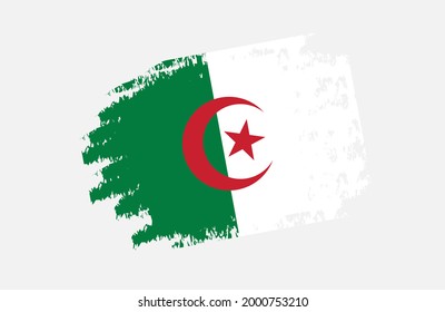 Ilustración vectorial de la bandera arbolada de Argelia.