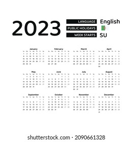 Algeria Calendar 2023. Week starts from Sunday. Vector graphic design. English language.