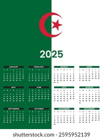 Algeria calendar of 2025 stock vector.