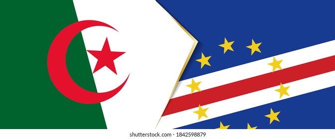 Algeria and Cape Verde flags, two vector flags symbol of relationship or confrontation.