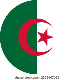 Algeria Circle Flag, Circle Flag of Algeria, Vector Images